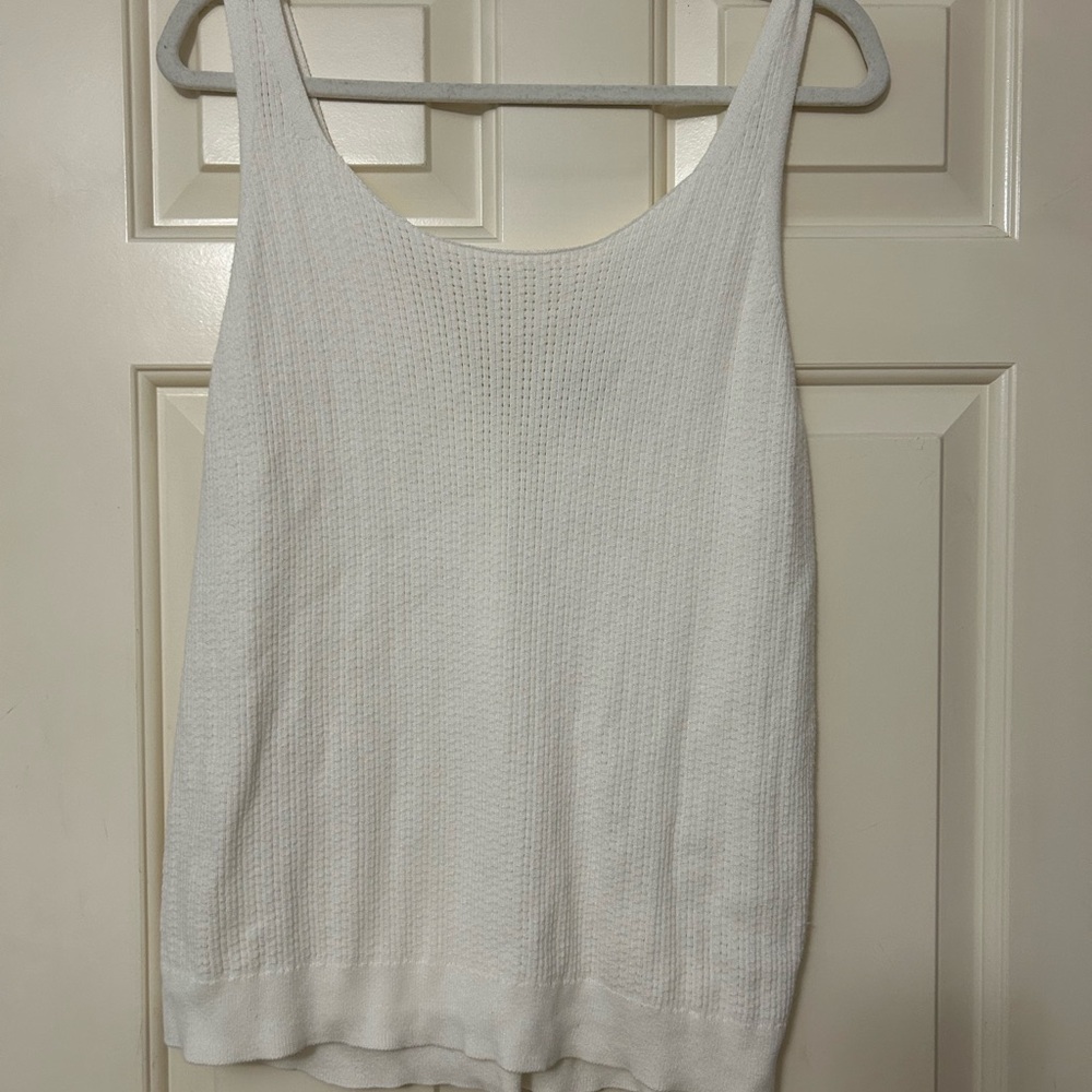 LOFT Cream Ribbed Sleeveless Tank Top